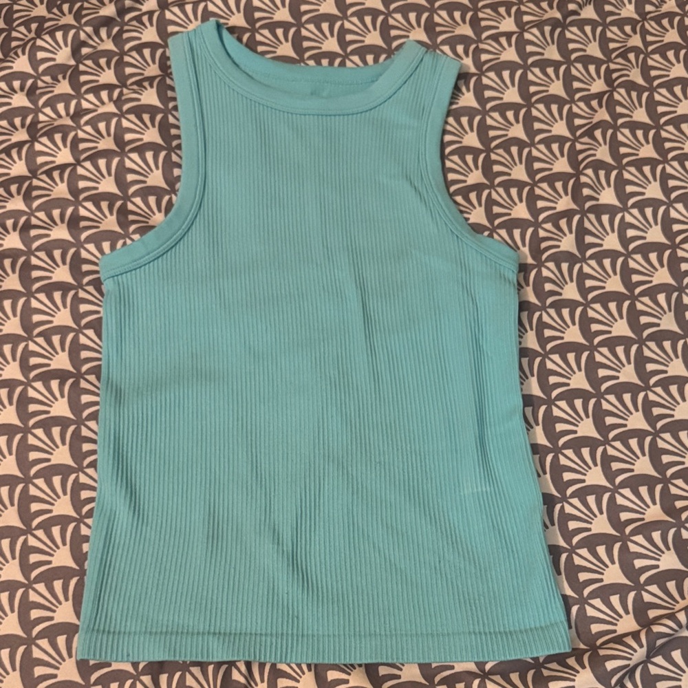 No Boundaries Teal Ribbed Tank Top